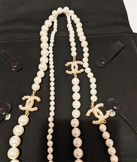 chanel pearl charm necklace|More.